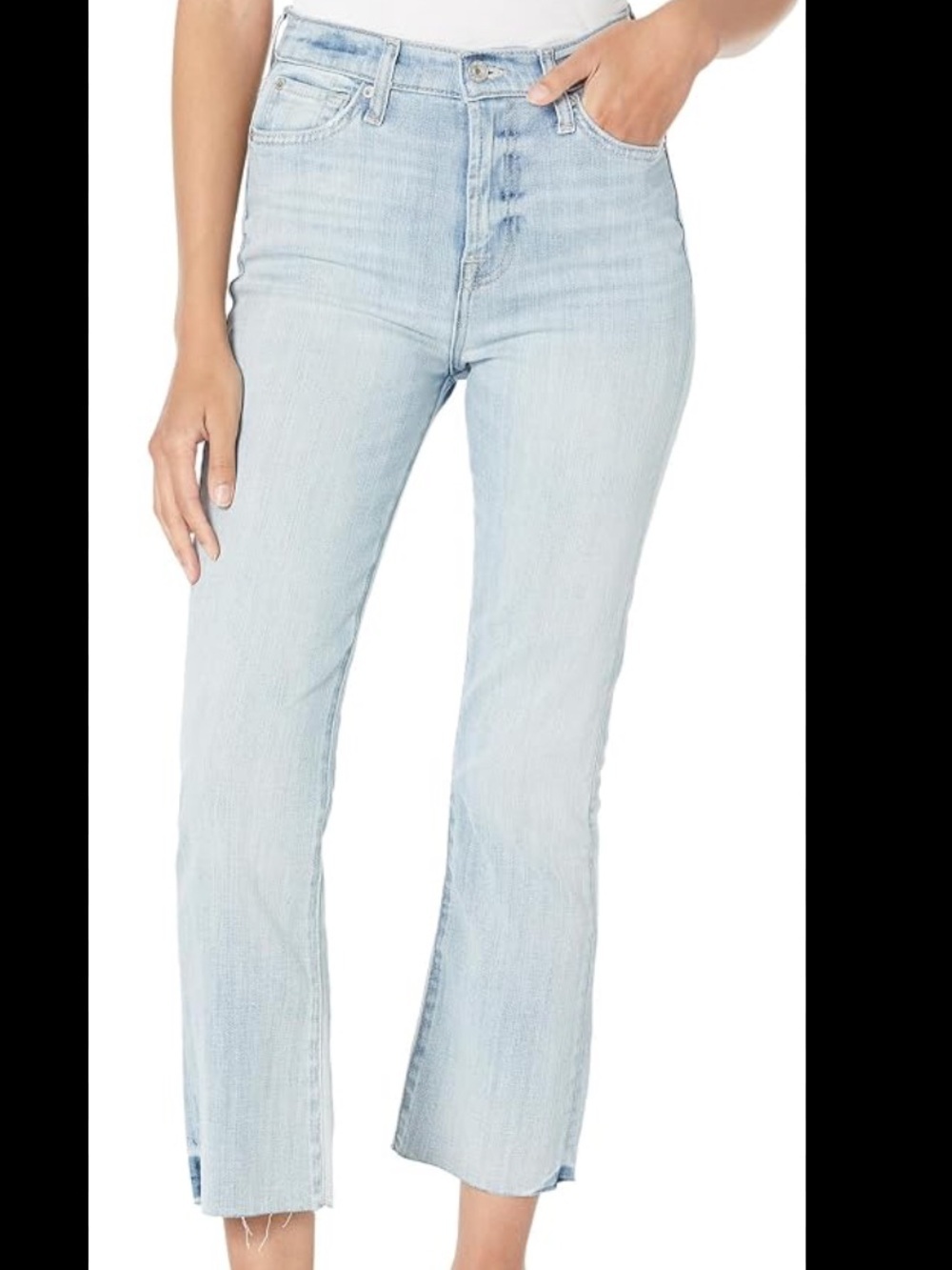 7 For All Mankind High Waist Slim Kick Crop Flare Jeans 27 Raw Hem